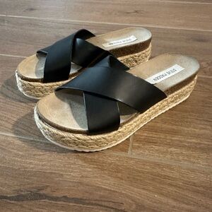 Steve Madden Black Espadrille Slides